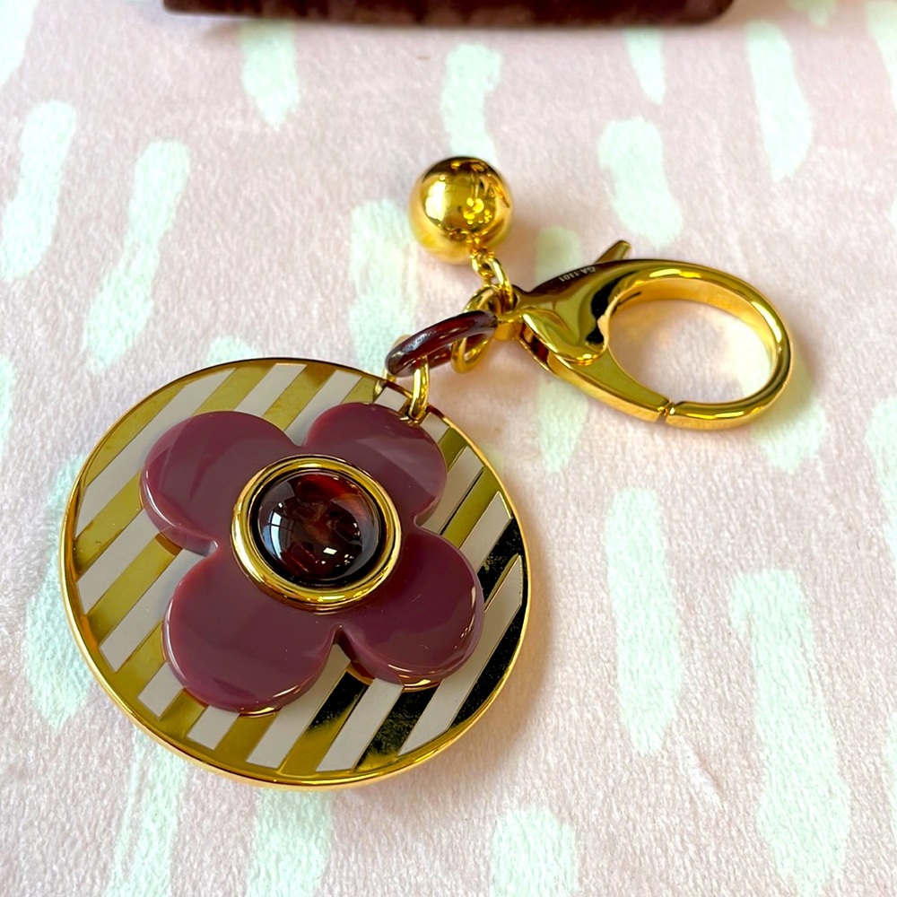 LOUIS VUITTON Purple Gold Flower Bijoux Sac Bag Charm Key Holder